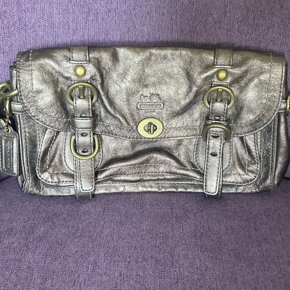 12707 Coach Garcia Bronze Leather Clutch Wristlet Bag - Picture 1 of 4